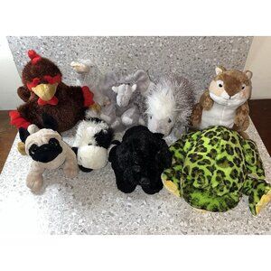 Ganz Plush Webkinz LilKinz Lot of 9 No Codes Chipmunk Frog Pug Porcupine Rooster
